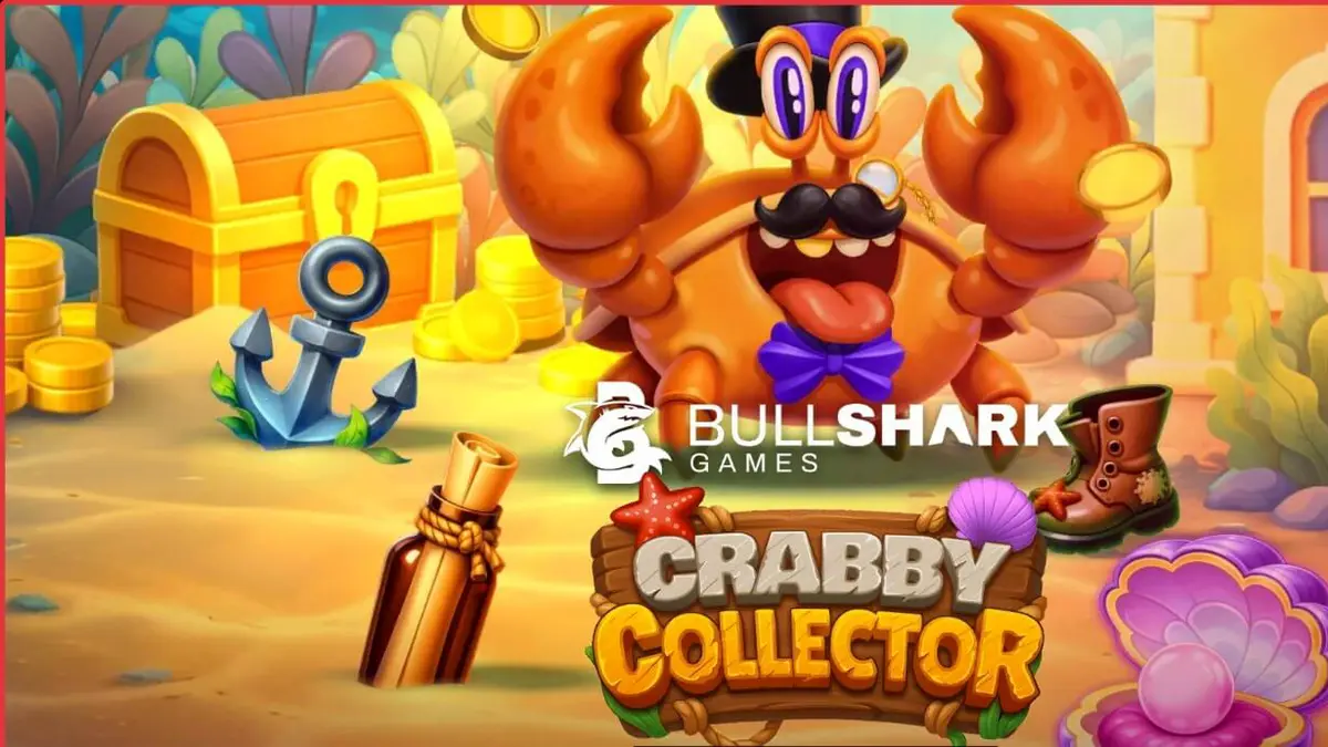 O caranguejo elegante do Crabby Collector em seu habitat subaquático cheio de tesouros.