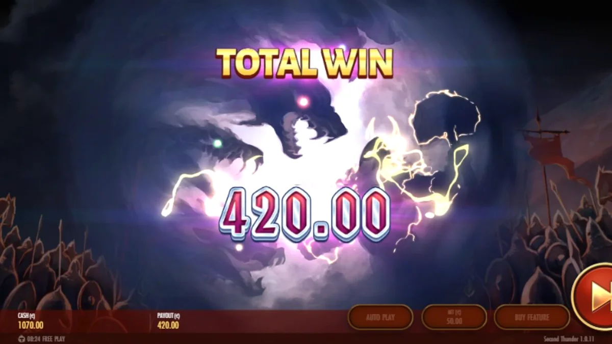 Cenário de batalha congelado e distópico do slot Second Thunder