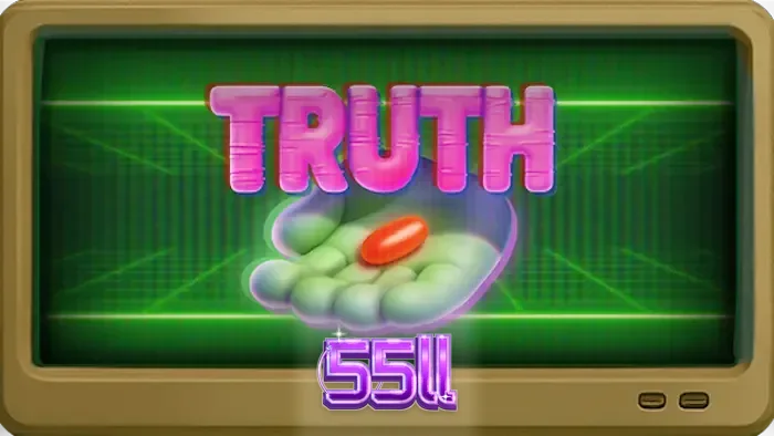 Interface de jogo do caça-níqueis Truth com elementos de conspiração